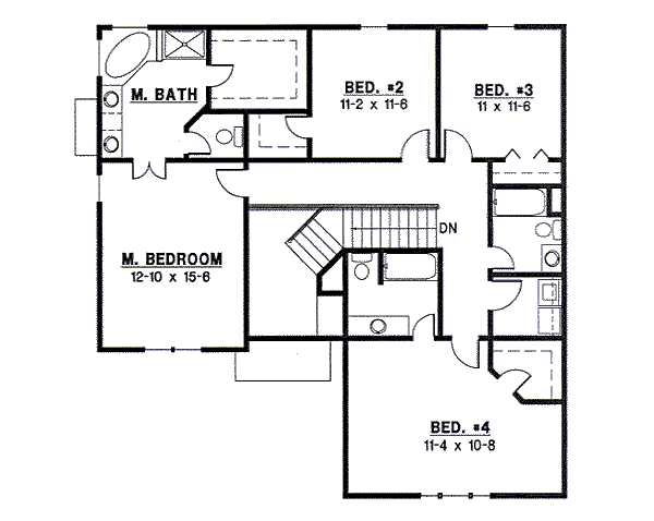 Traditional Floor Plan - Upper Floor Plan #67-855