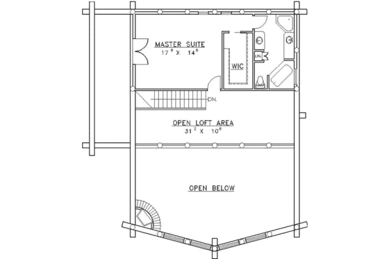 Floor Plan - Upper Floor for Log House Plan #117-397 - 6 bed, 3 bath