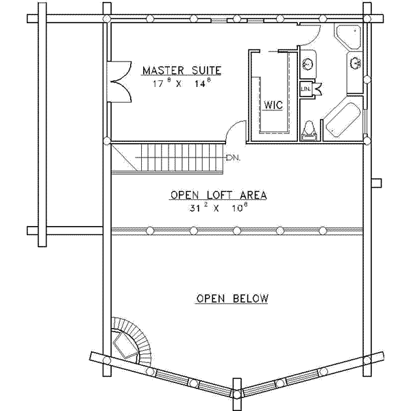 Log Floor Plan - Upper Floor Plan #117-397