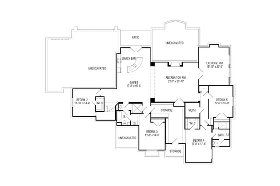 Floor Plan - Lower Floor for European House Plan #920-64 - 5 bed, 3.5 bath