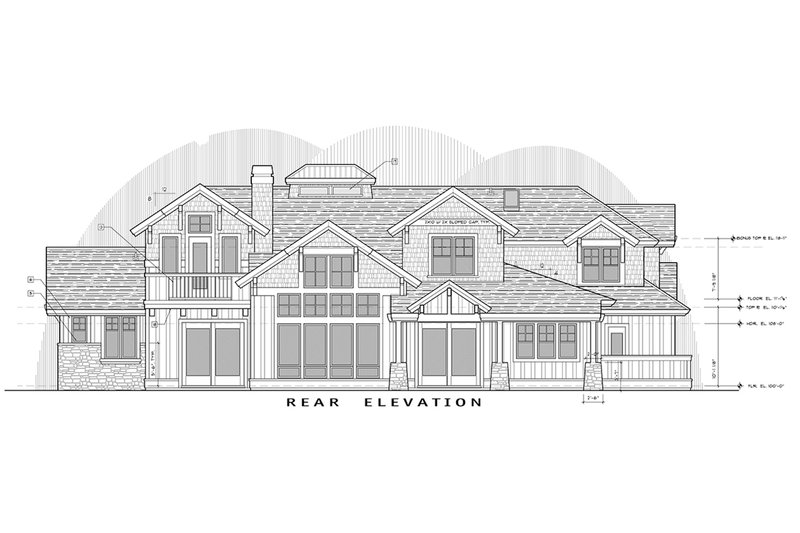 Architectural House Design - Exterior - Rear Elevation 5 for Craftsman House Plan #892-27 - 5 bed, 5.5 bath