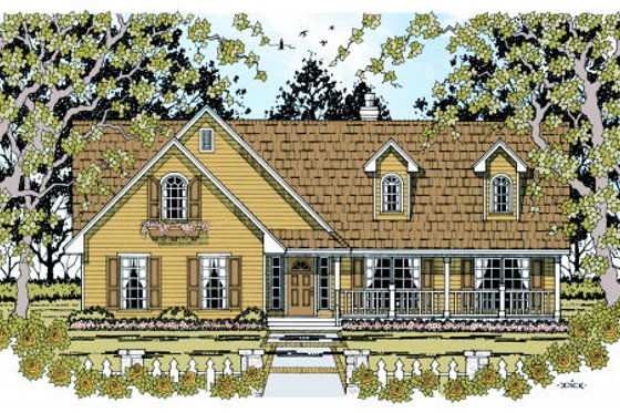 Exterior - Front Elevation for Traditional House Plan #42-359 - 3 bed, 2 bath