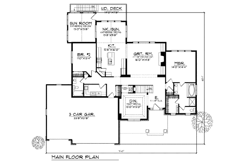 Home Plan - Floor Plan - Main Floor for Traditional House Plan #70-785 - 4 bed, 3 bath