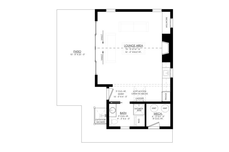 House Blueprint - Floor Plan - Main Floor for Farmhouse House Plan #1114-107, 1 bath