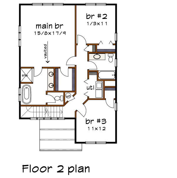 House Plan Design - Floor Plan - Upper Floor 1 for Modern House Plan #79-378 - 3 bed, 2.5 bath