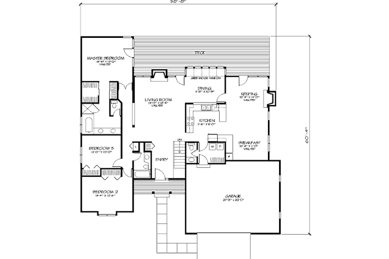 Home Plan - Floor Plan - Main Floor for Country House Plan #320-433 - 3 bed, 2.5 bath