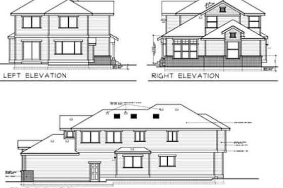 Exterior - Rear Elevation for Traditional House Plan #100-411 - 3 bed, 2.5 bath