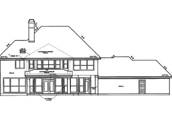 Exterior - Rear Elevation for European House Plan #411-828 - 5 bed, 4 bath