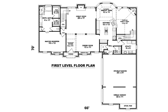 Floor Plan - Main Floor for Colonial House Plan #81-1533 - 4 bed, 3.5 bath