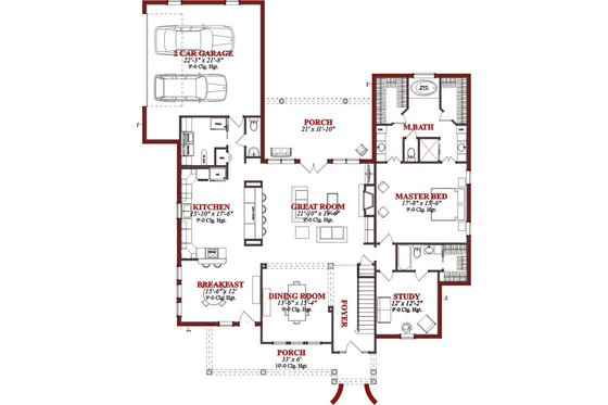 Floor Plan - Main Floor for Country House Plan #63-214 - 4 bed, 3.5 bath
