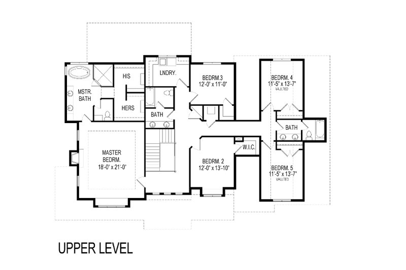 Architectural House Design - Floor Plan - Upper Floor for Craftsman House Plan #920-8 - 5 bed, 4.5 bath