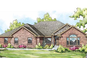 Ranch Exterior - Front Elevation Plan #124-834