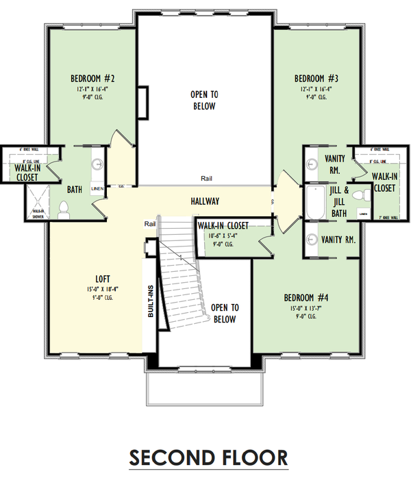 Southern Floor Plan - Upper Floor Plan #1092-60