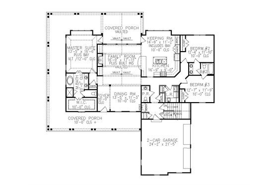 Floor Plan - Main Floor for Farmhouse House Plan #54-394 - 3 bed, 2.5 bath