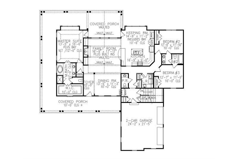Home Plan - Floor Plan - Main Floor for Farmhouse House Plan #54-394 - 3 bed, 2.5 bath