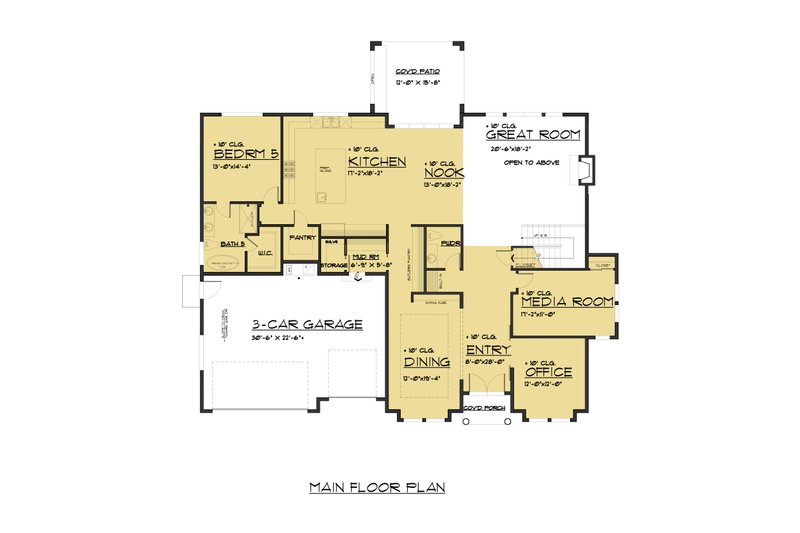 Dream House Plan - Floor Plan - Main Floor for Craftsman House Plan #1066-48 - 5 bed, 5.5 bath