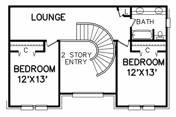 Floor Plan - Upper Floor for Traditional House Plan #65-147 - 4 bed, 3 bath