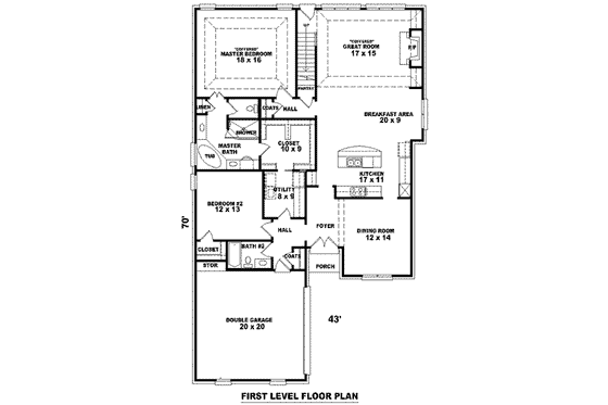 Floor Plan - Main Floor for Colonial House Plan #81-1527 - 4 bed, 3 bath