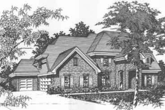 Exterior - Front Elevation for European House Plan #329-134 - 5 bed, 4 bath