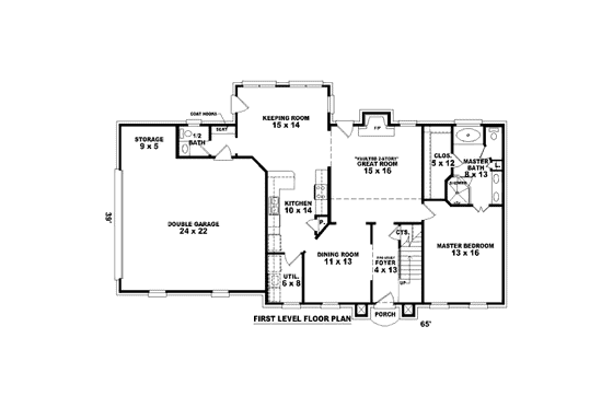 Floor Plan - Main Floor for European House Plan #81-13651 - 4 bed, 3.5 bath