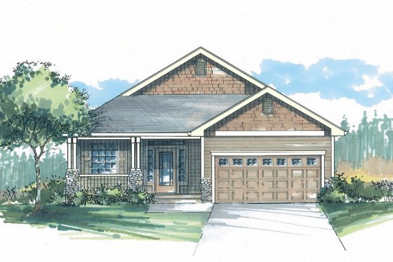 Exterior - Front Elevation for Craftsman House Plan #53-541 - 3 bed, 2 bath