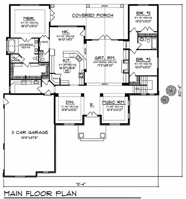 House Plan Design - European Floor Plan - Main Floor Plan #70-634
