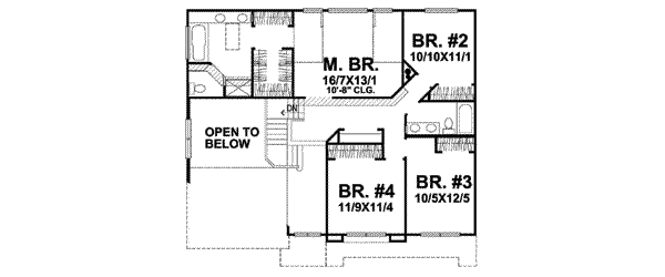 Traditional Floor Plan - Upper Floor Plan #50-245