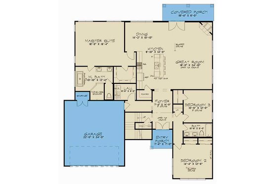 Floor Plan - Main Floor for Contemporary House Plan #923-55 - 3 bed, 2 bath