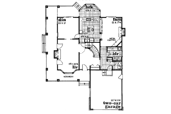 Floor Plan - Main Floor for Traditional House Plan #47-156 - 3 bed, 2.5 bath