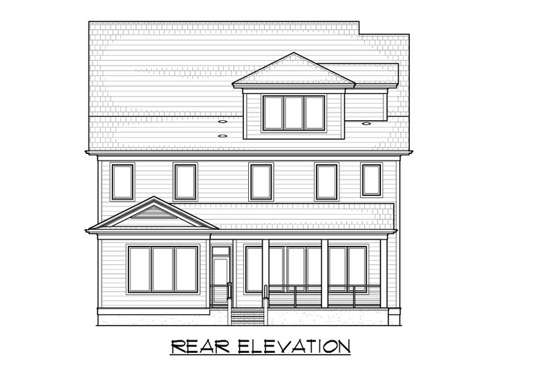 House Blueprint - Exterior - Rear Elevation for Craftsman House Plan #1054-33 - 4 bed, 3.5 bath