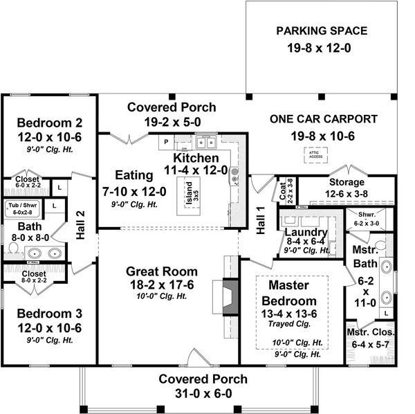 Architectural House Design - Country Floor Plan - Main Floor Plan #21-448