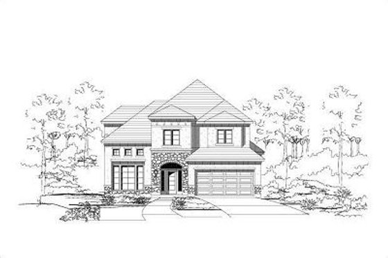 Exterior - Front Elevation for European House Plan #411-582 - 3 bed, 2.5 bath