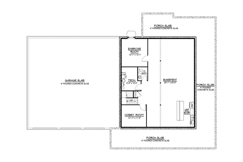House Blueprint - Floor Plan - Lower Floor for Barndominium House Plan #1064-450 - 4 bed, 3.5 bath