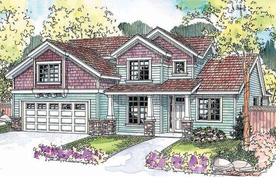 Exterior - Front Elevation 3 for Craftsman House Plan #124-676 - 3 bed, 2.5 bath