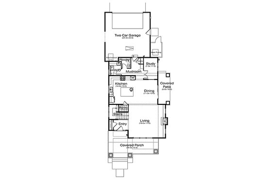 Floor Plan - Main Floor for Prairie House Plan #434-15 - 3 bed, 2.5 bath