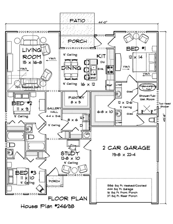 Dream House Plan - Floor Plan - Main Floor for Modern House Plan #513-2490 - 3 bed, 3 bath
