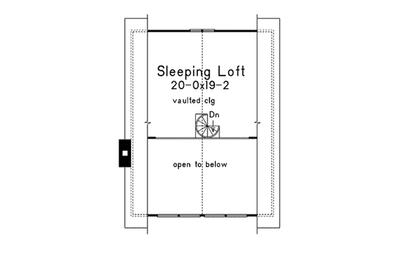 Floor Plan - Upper Floor for Cottage House Plan #57-482 - 2 bed, 1 bath