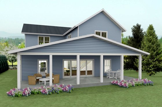 Exterior - Rear Elevation for Craftsman House Plan #461-44 - 4 bed, 3 bath