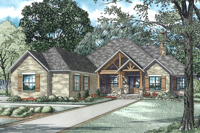 Dream House Plan - Craftsman Exterior - Front Elevation Plan #17-2589