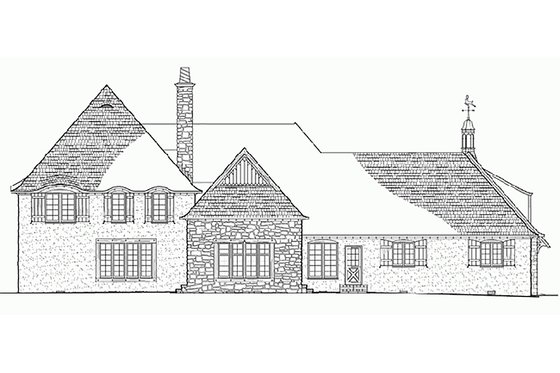 Exterior - Rear Elevation for European House Plan #137-232 - 5 bed, 4 bath
