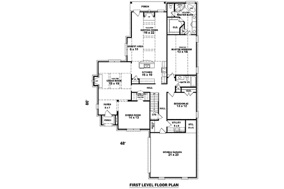 Floor Plan - Main Floor for Colonial House Plan #81-1542 - 4 bed, 0 bath