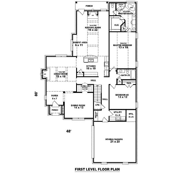 Colonial Floor Plan - Main Floor Plan #81-1542