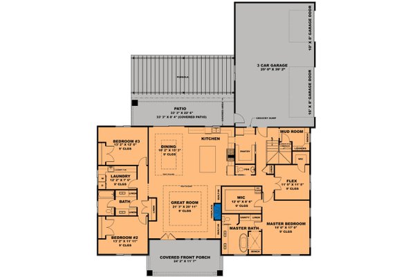 Architectural House Design - Farmhouse Floor Plan - Main Floor Plan #1111-34