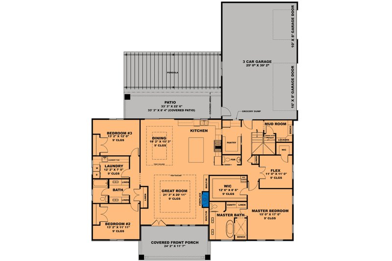 Dream House Plan - Floor Plan - Main Floor for Farmhouse House Plan #1111-34 - 3 bed, 3.5 bath