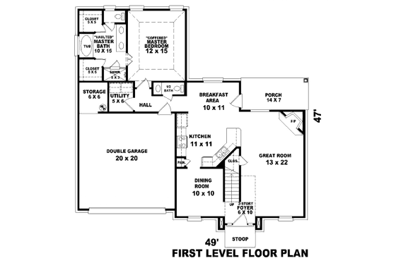 Floor Plan - Main Floor for European House Plan #81-13868 - 3 bed, 2.5 bath
