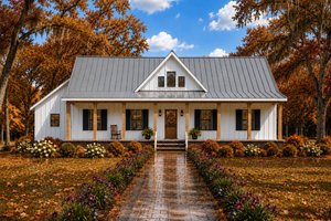 House Blueprint - Exterior - Front Elevation for Farmhouse House Plan #44-320 - 4 bed, 3 bath