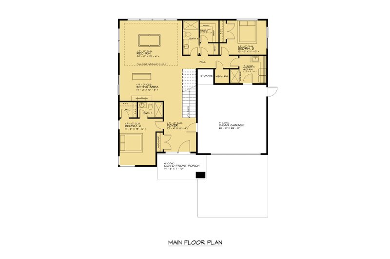 Home Plan - Floor Plan - Main Floor for Modern House Plan #1066-220 - 3 bed, 4 bath