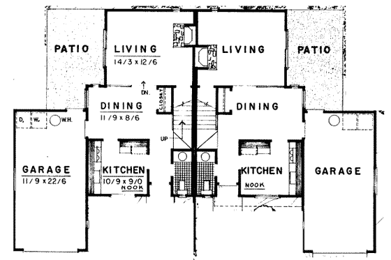 Floor Plan - Main Floor for Traditional House Plan #303-214 - 2 bed, 1.5 bath