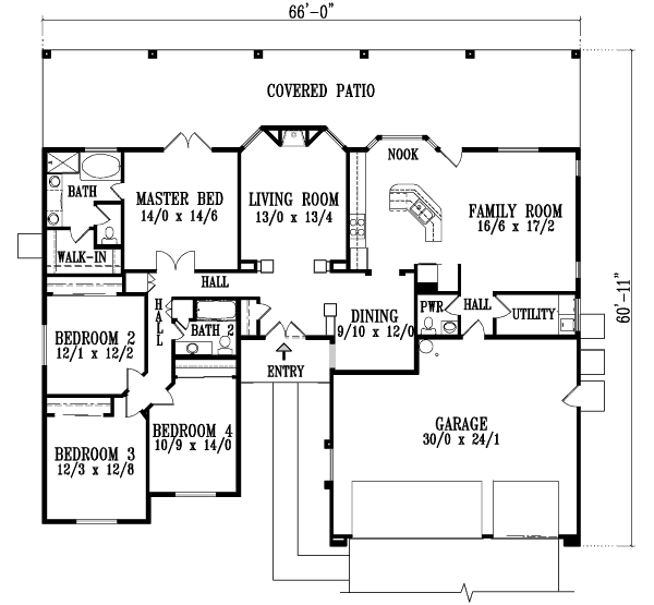 Adobe / Southwestern Floor Plan - Main Floor Plan #1-912