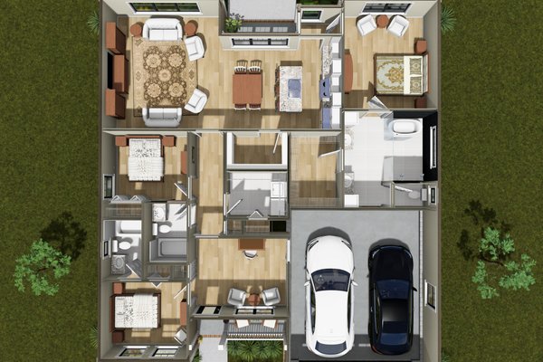 Home Plan - Floor Plan - Main Floor 1 for Cottage House Plan #513-2489 - 3 bed, 3 bath